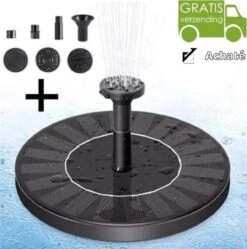 Achaté - Solar Fontein - Pomp 3.0 Op Zonne Energie + GRATIS 7 Opzetstukken - Waterfontein -Milieuvriendelijk - Drijvend Fontein - Fontein Pomp Voor In De Tuin / Vijver / Vogelbad
