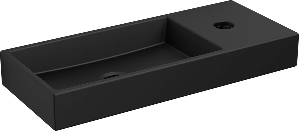 Clou Mini Wash Me Fontein Kraangat Rechts 45x19x7 CmMat Zwart 3 Clou Mini Wash Me Fontein Kraangat Rechts 45x19x7 CmMat Zwart