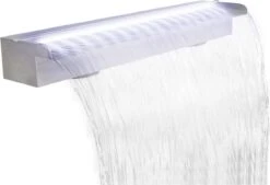 Vierkant Watervalornament Met LEDs Voor De Vijver RVS 90 Cm