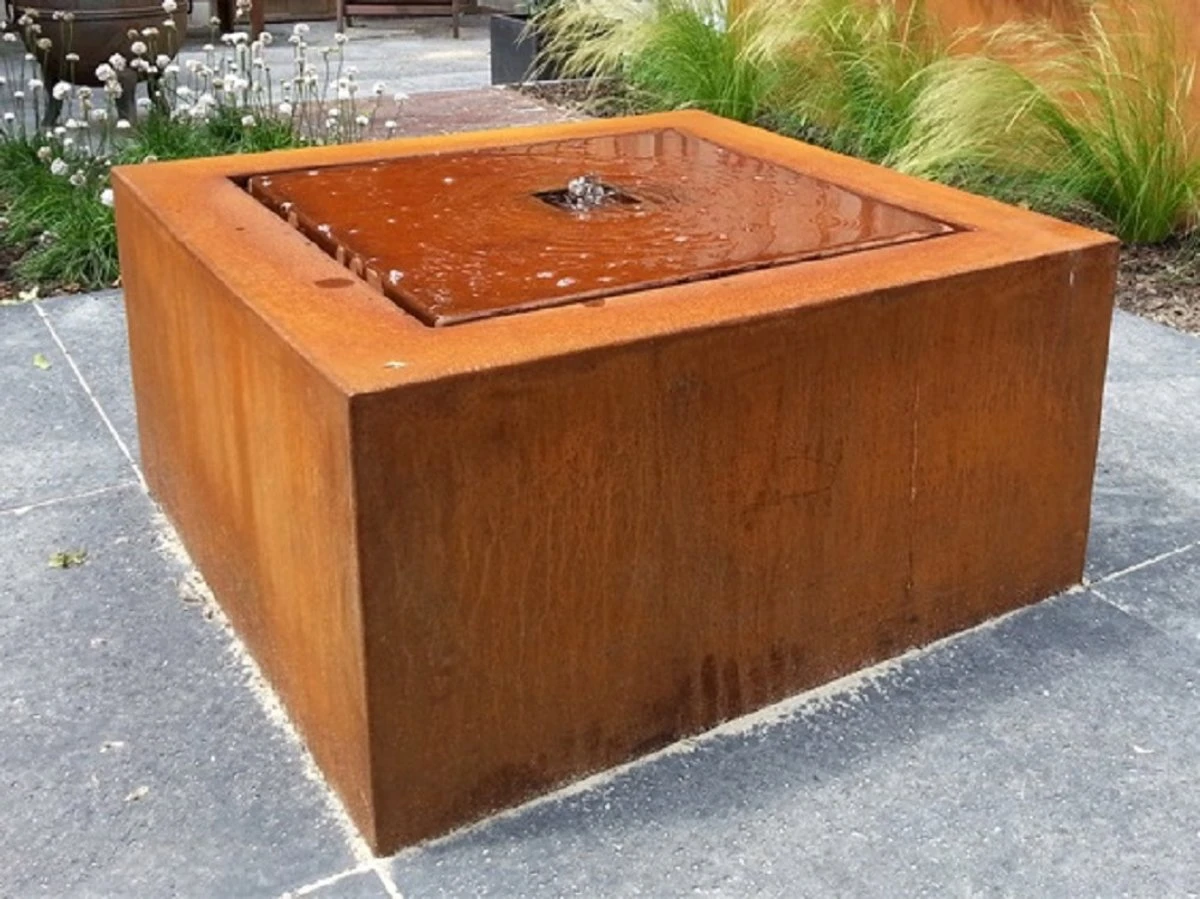 Watertafel Cortenstaal 90cm Vierkant 3 Watertafel Cortenstaal 90cm Vierkant