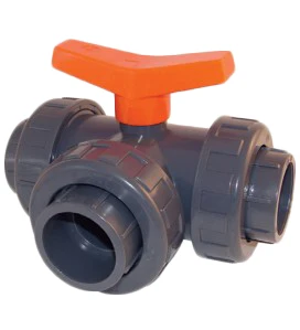 Kogelkraan PVC 3-weg T-boring Lijm 50mm 3 Kogelkraan PVC 3-weg T-boring Lijm 50mm